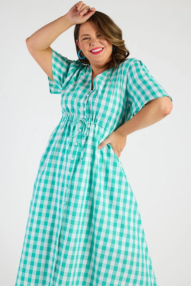 Marley Gingham Jade Dress