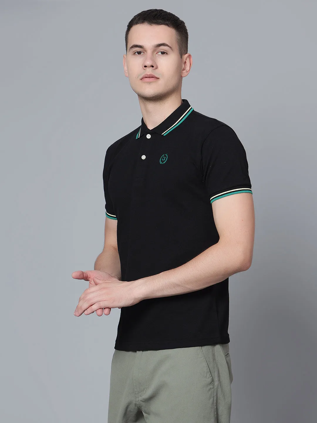 Men Black Polo T-Shirt