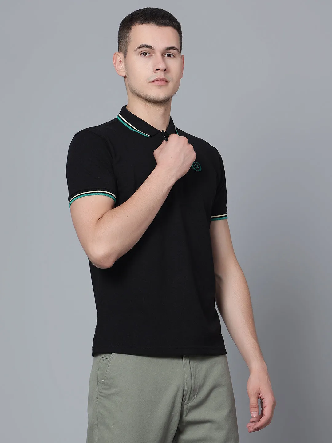 Men Black Polo T-Shirt