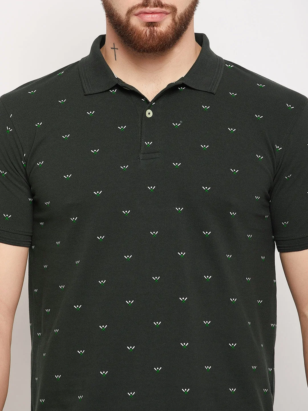 Men Green Polo T-Shirt