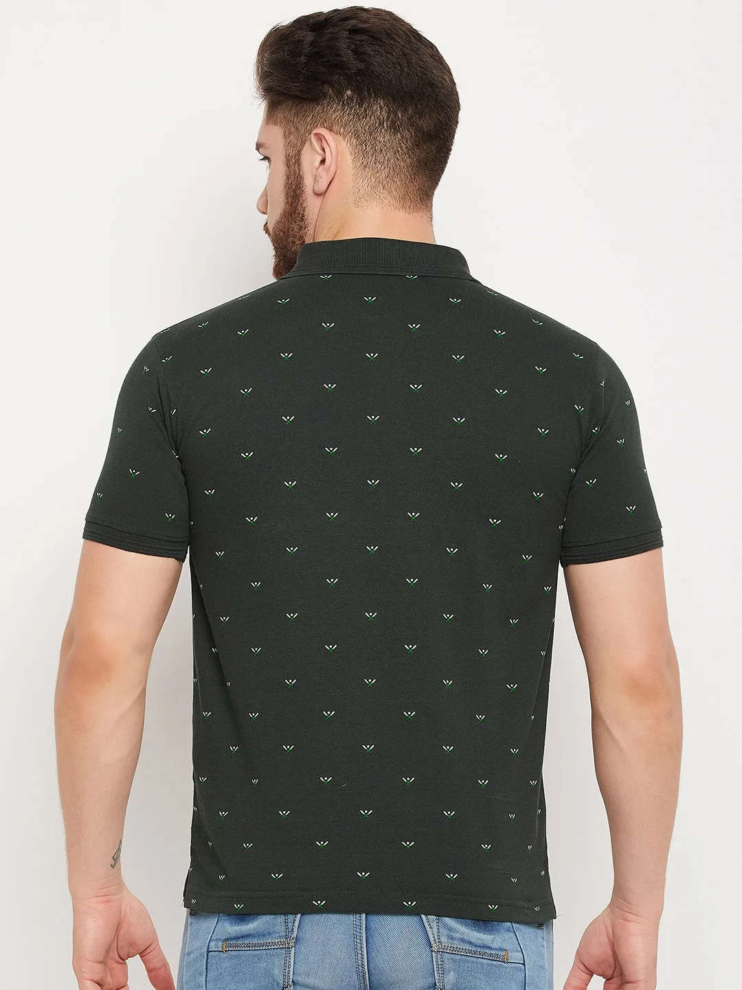 Men Green Polo T-Shirt