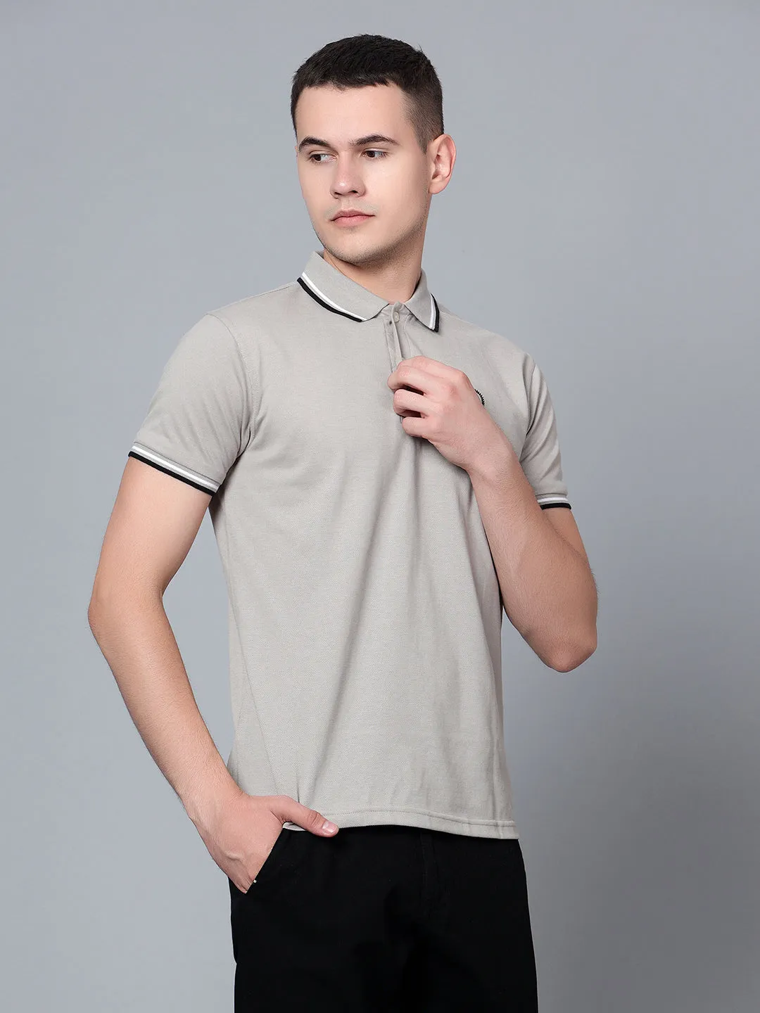 Men Grey Polo T-Shirt