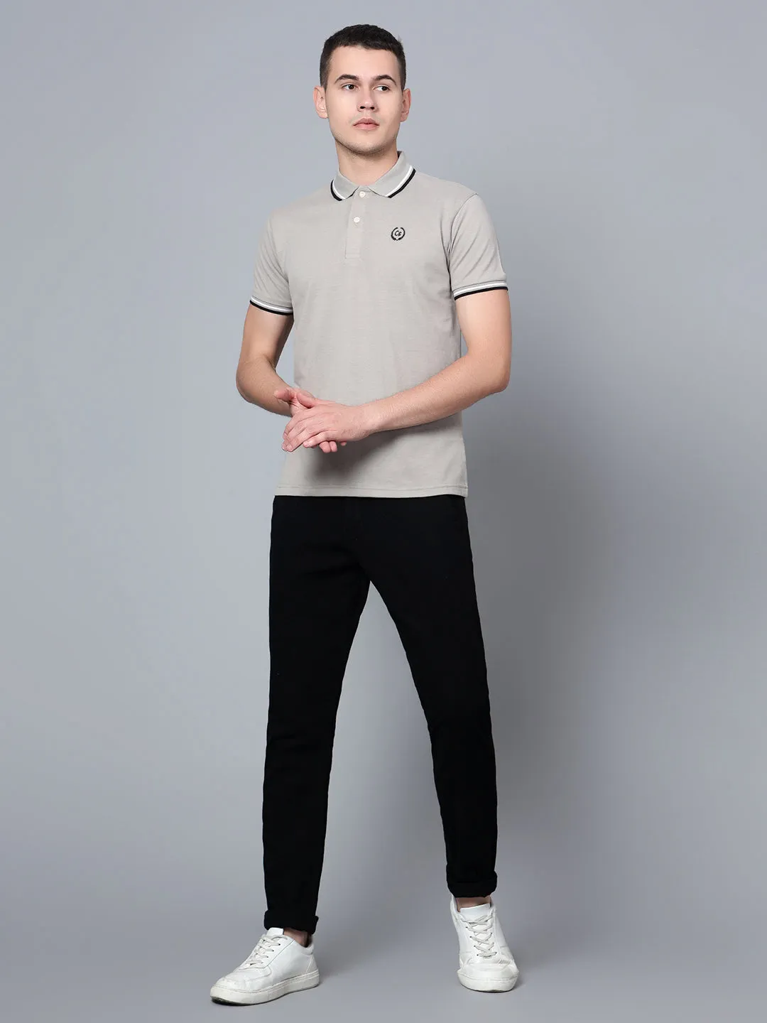 Men Grey Polo T-Shirt