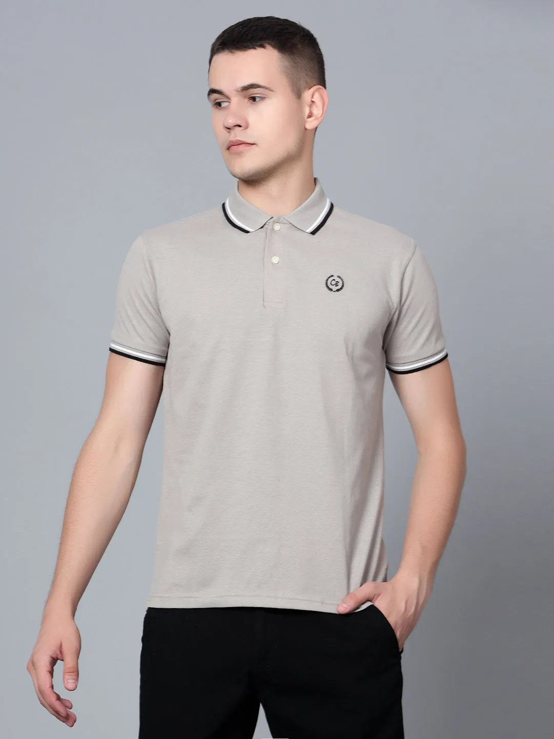 Men Grey Polo T-Shirt