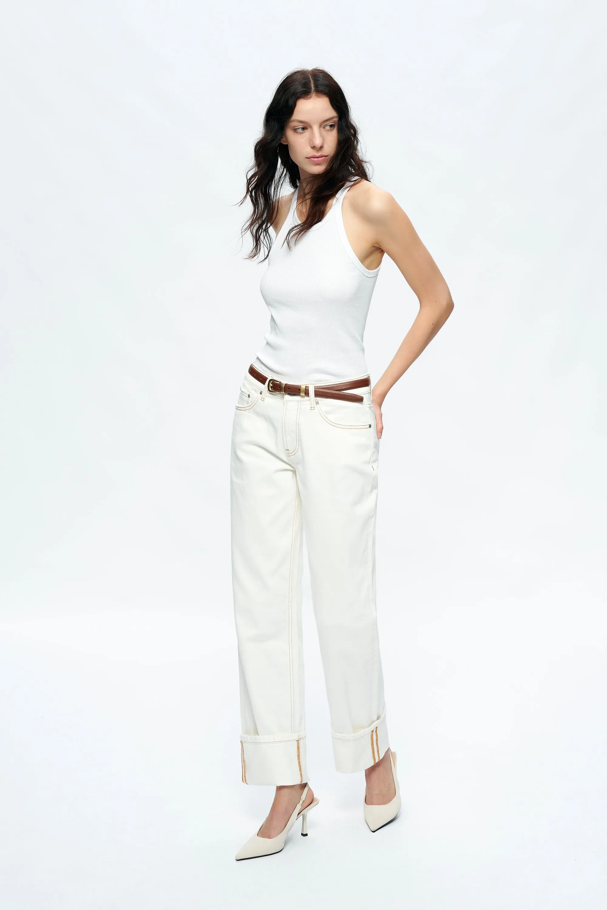 MICHELLE MID RISE STRAIGHT LEG TROUSERS BYT5231 (BYMJ127) CREAM