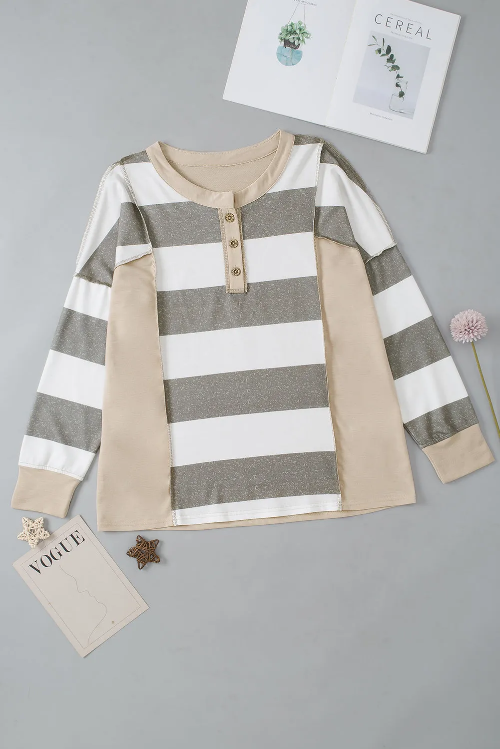 Multicolor Striped Colorblock Patchwork Sweatshirt