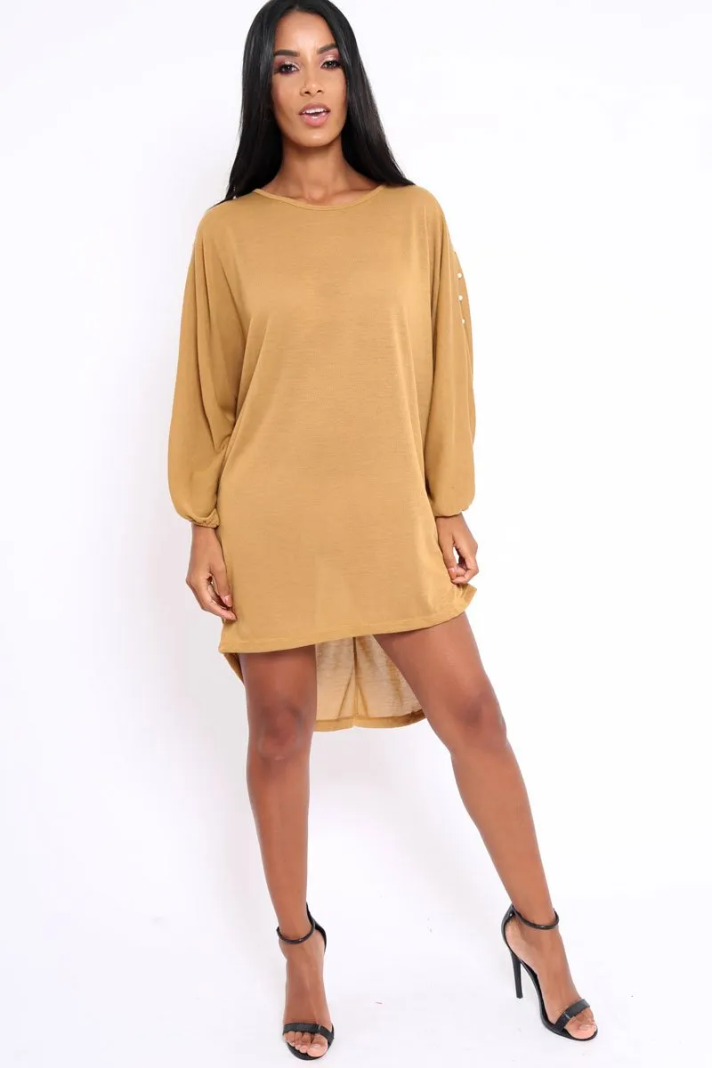 Mustard Pearl Detail Jumper Dress - Ammi