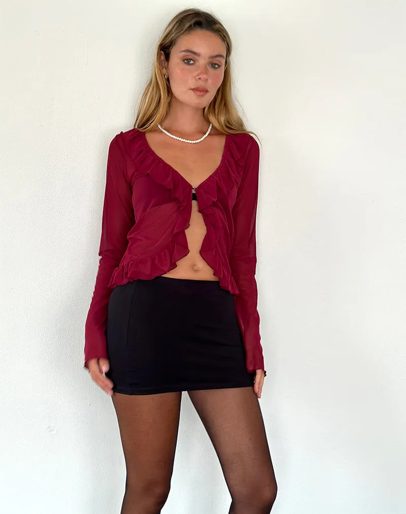 Noemi Cardigan in Mesh Burgundy