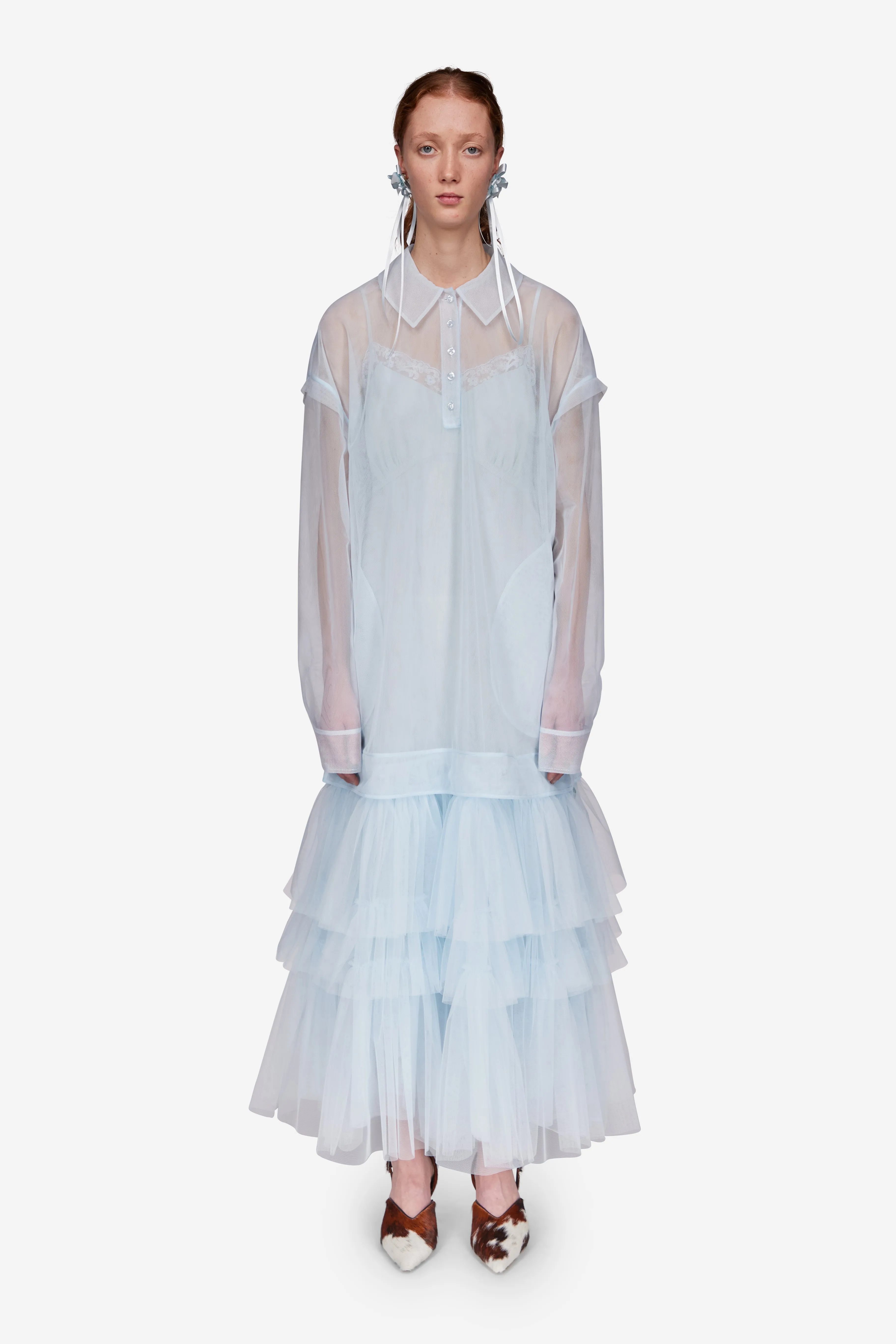 Oversized Tulle Hem Polo Dress