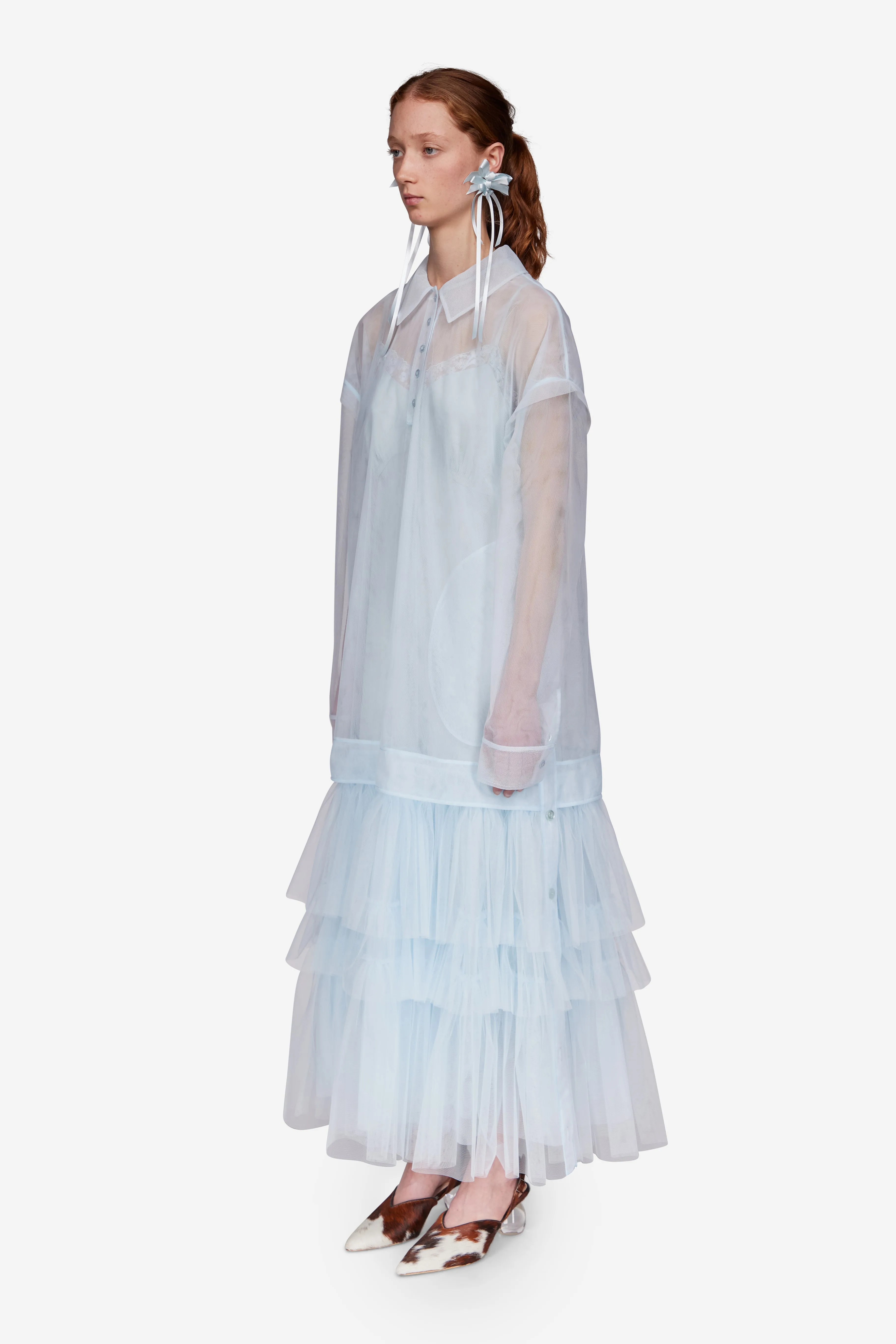 Oversized Tulle Hem Polo Dress