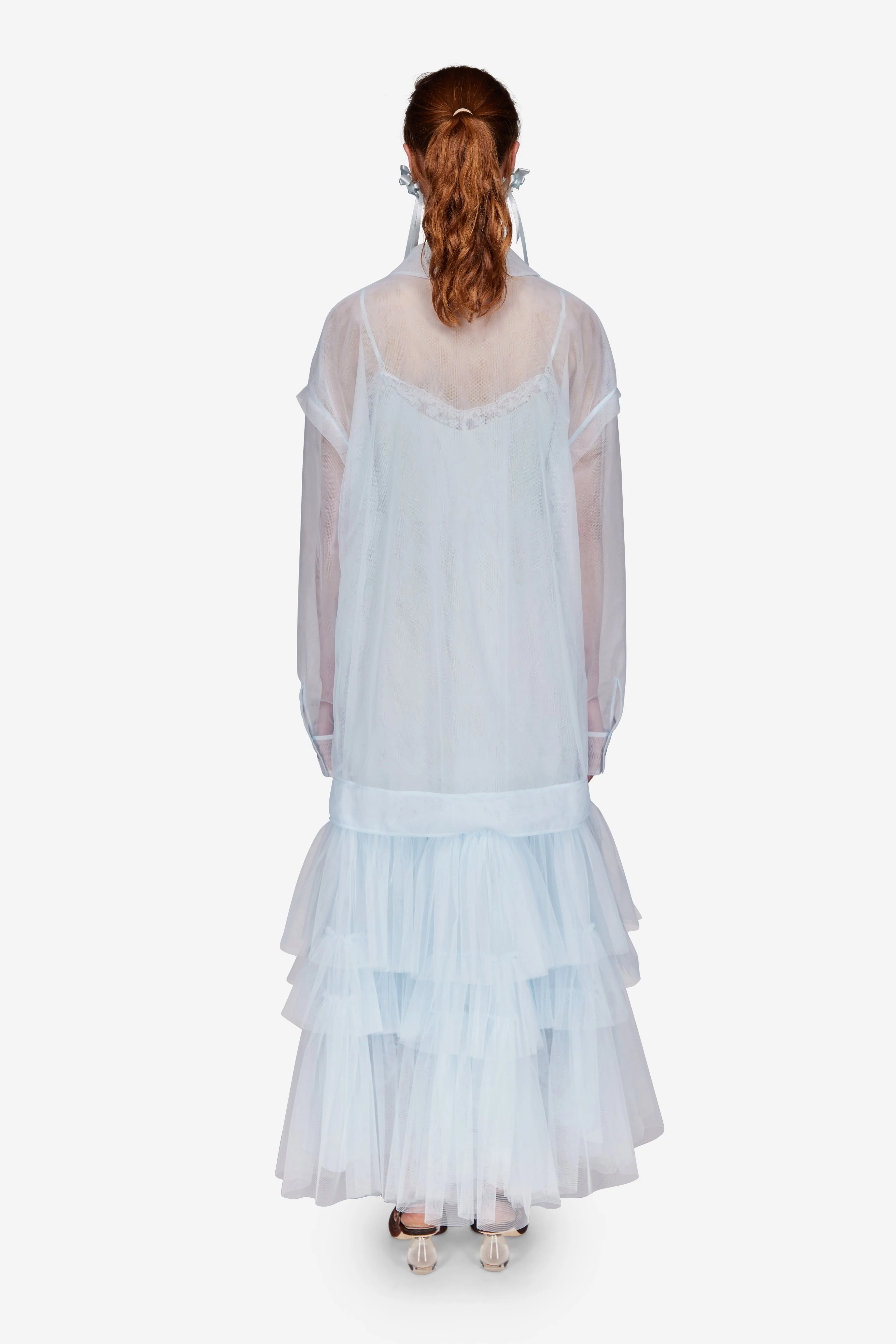 Oversized Tulle Hem Polo Dress