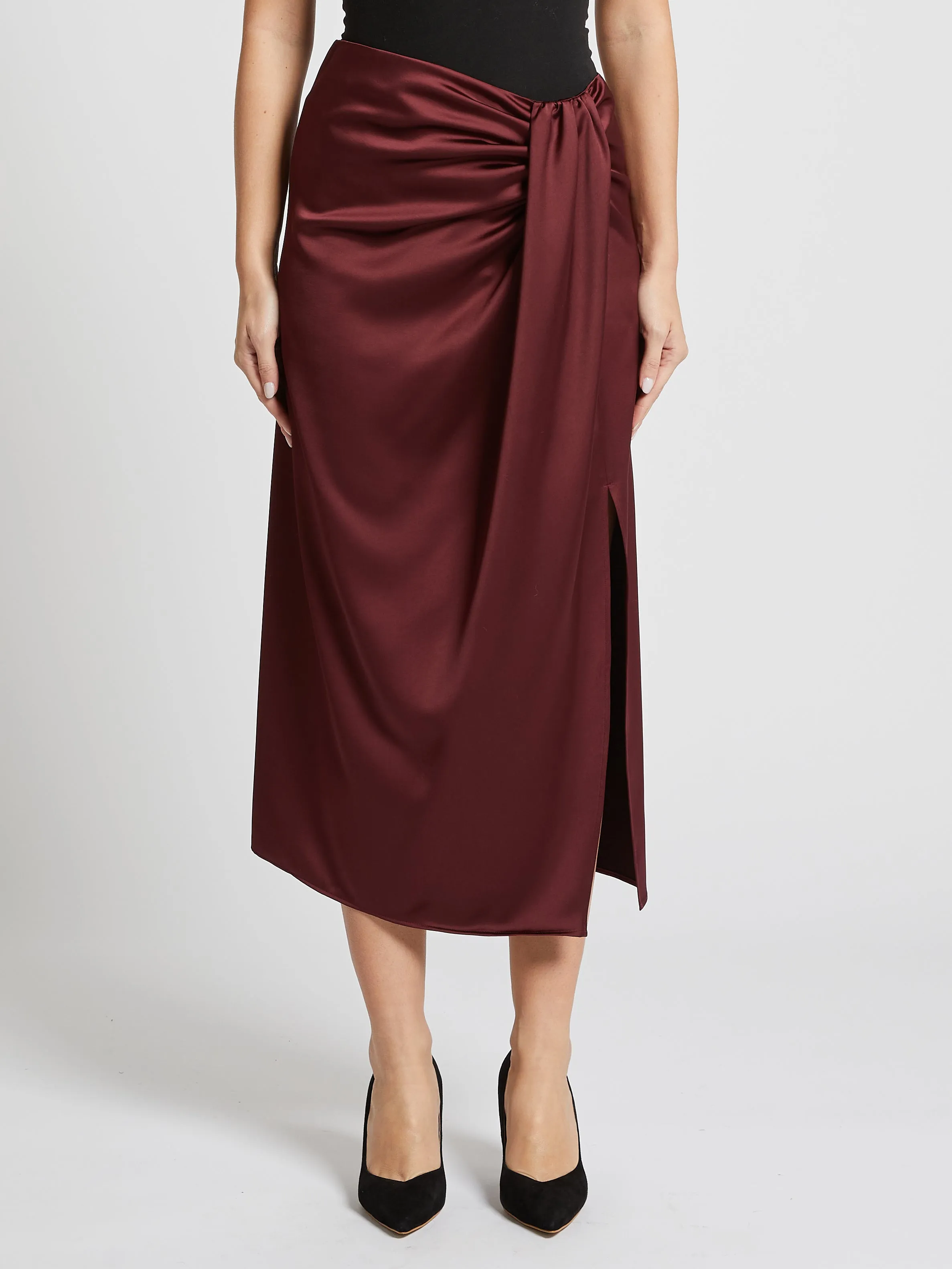 PENNYBLACK Rust Draped Satin Rovigo Skirt