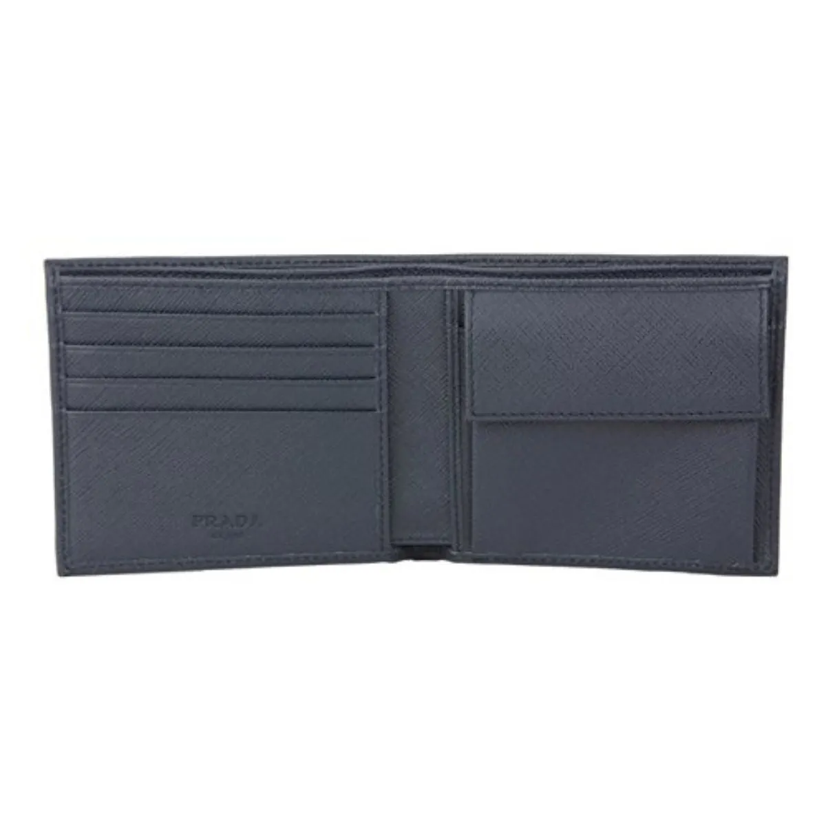 Prada Men's Baltico Blue Saffiano Leather Logo Billfold Bifold Wallet