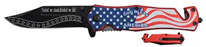 "God Bless America"  Tactical Rescue Spring Assist Folding Knife