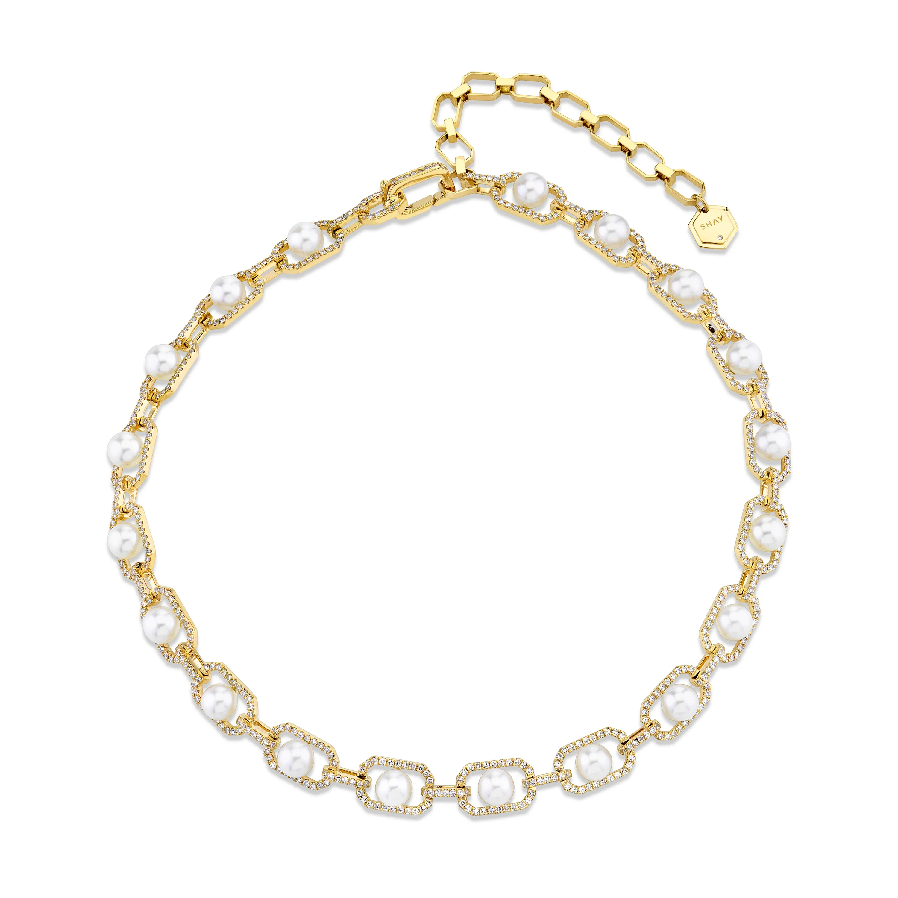 READY TO SHIP CAGED PEARL & DIAMOND CUT-OUT CHOKER