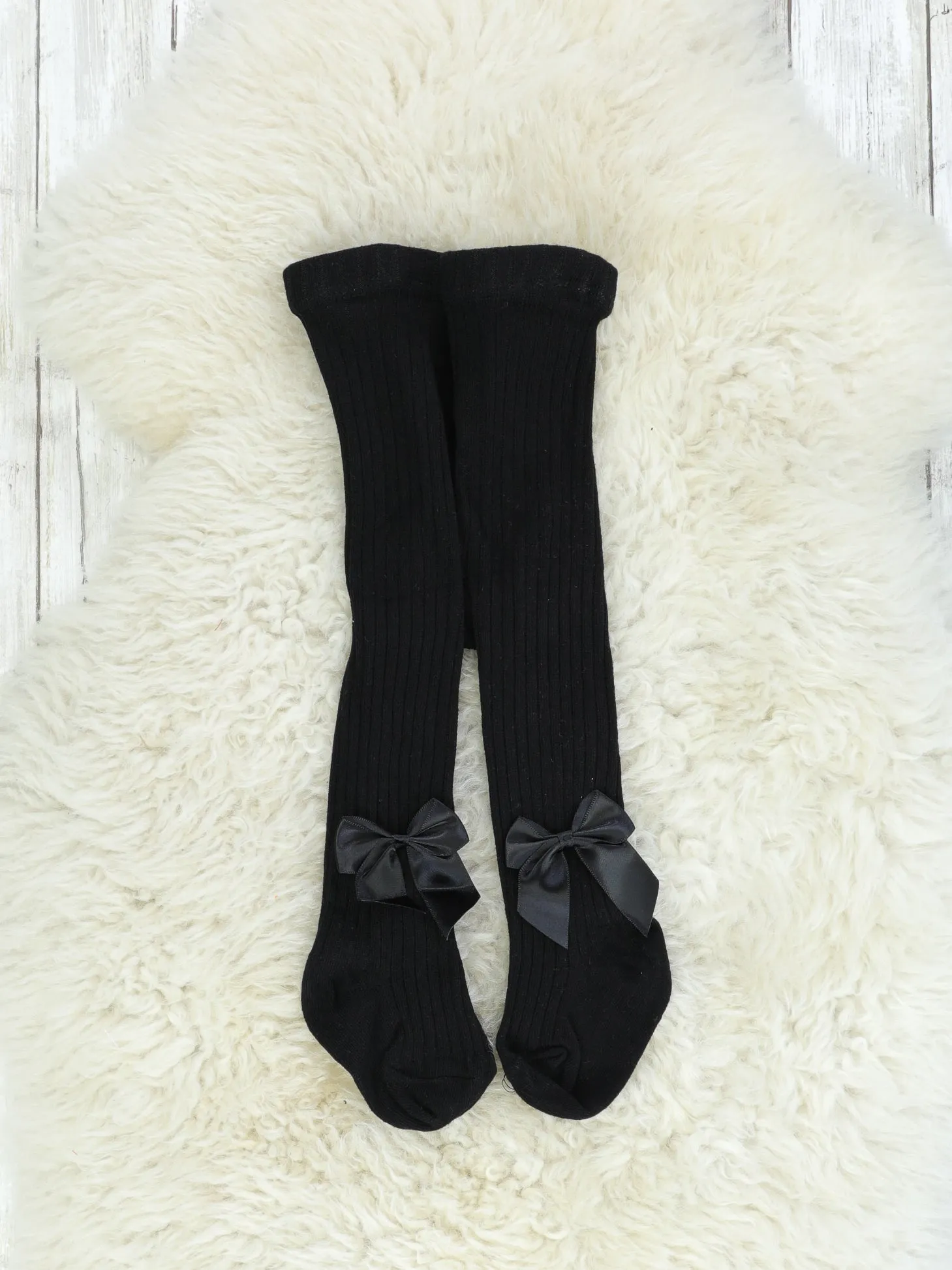 Ribbon Bow Cotton Knitted Tights - 6 Colors Available