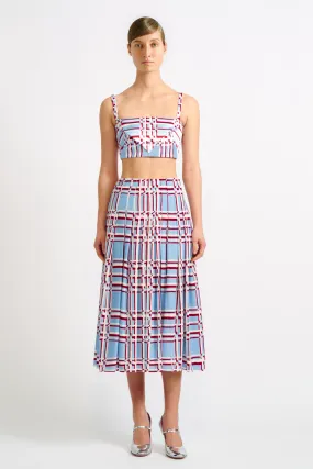 Richie Painted Check Crepe Georgette Skirt