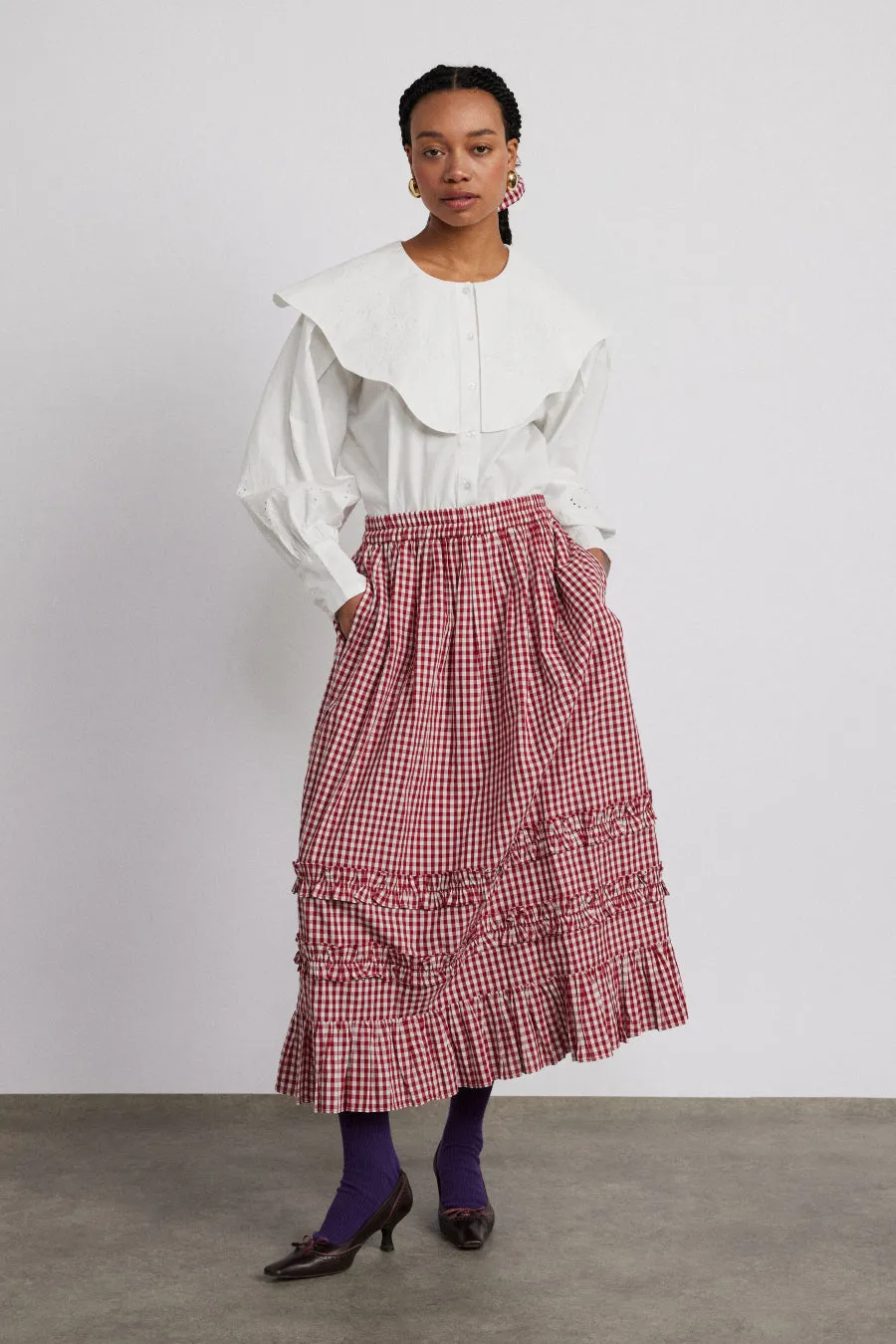 rina ruffle skirt - red gingham