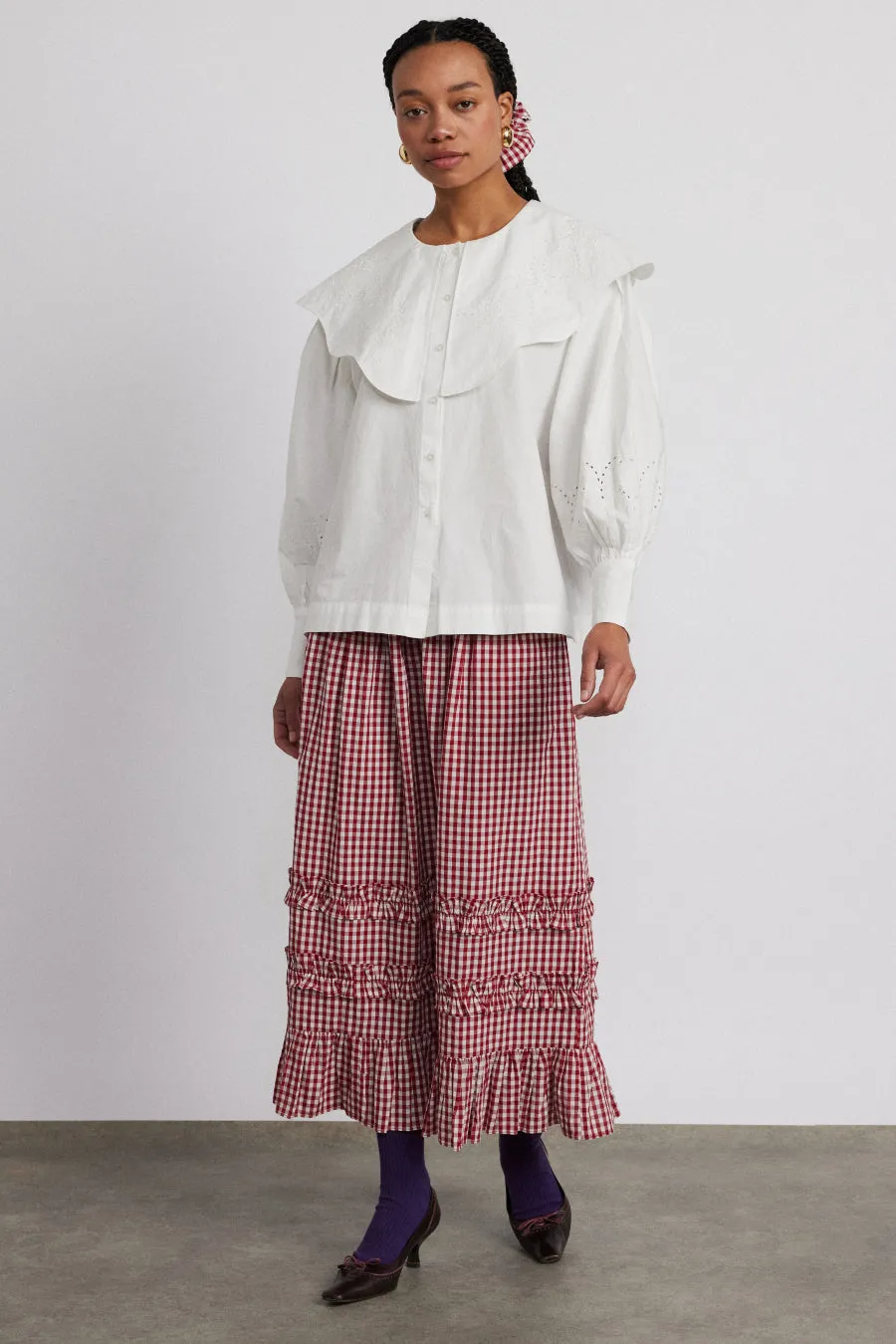 rina ruffle skirt - red gingham