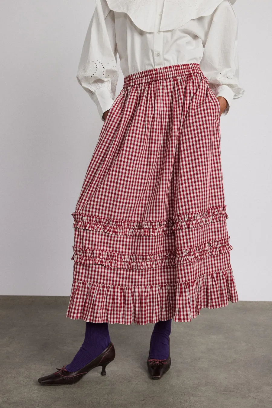 rina ruffle skirt - red gingham