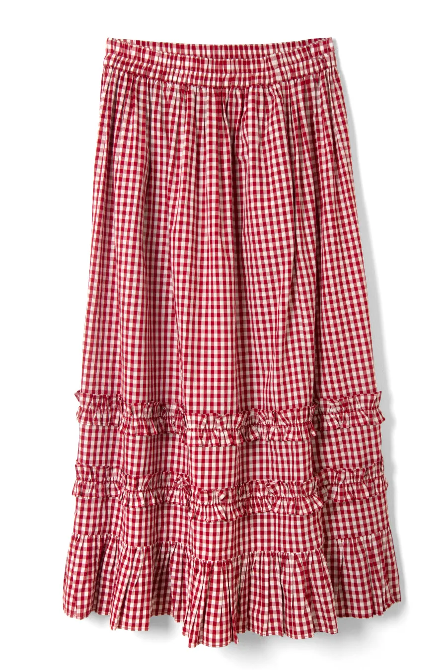 rina ruffle skirt - red gingham