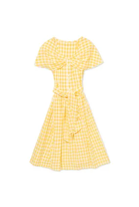 SAMPLE - Shawl Dress MIDI - Yellow Gingham