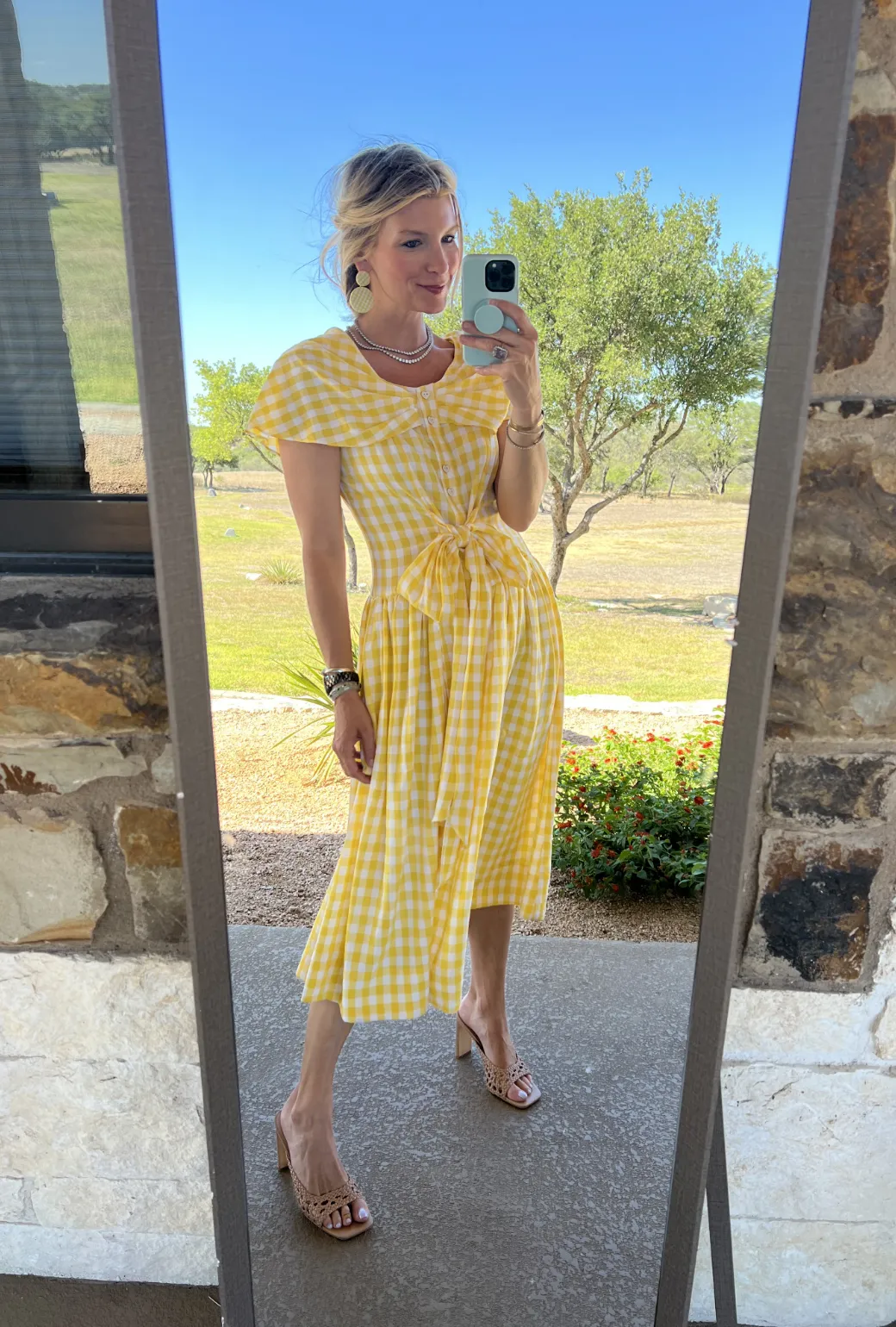 SAMPLE - Shawl Dress MIDI - Yellow Gingham