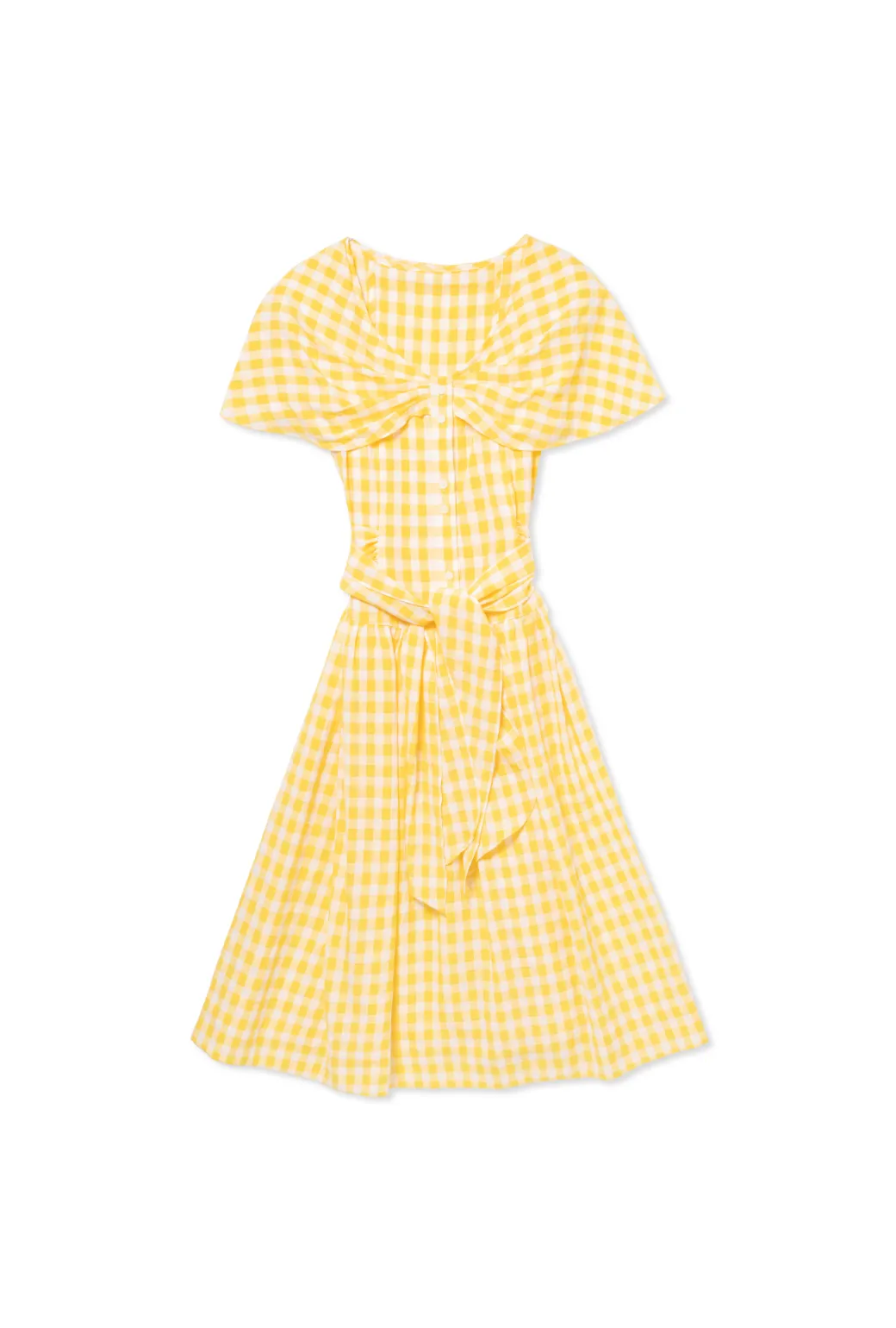 SAMPLE - Shawl Dress MIDI - Yellow Gingham