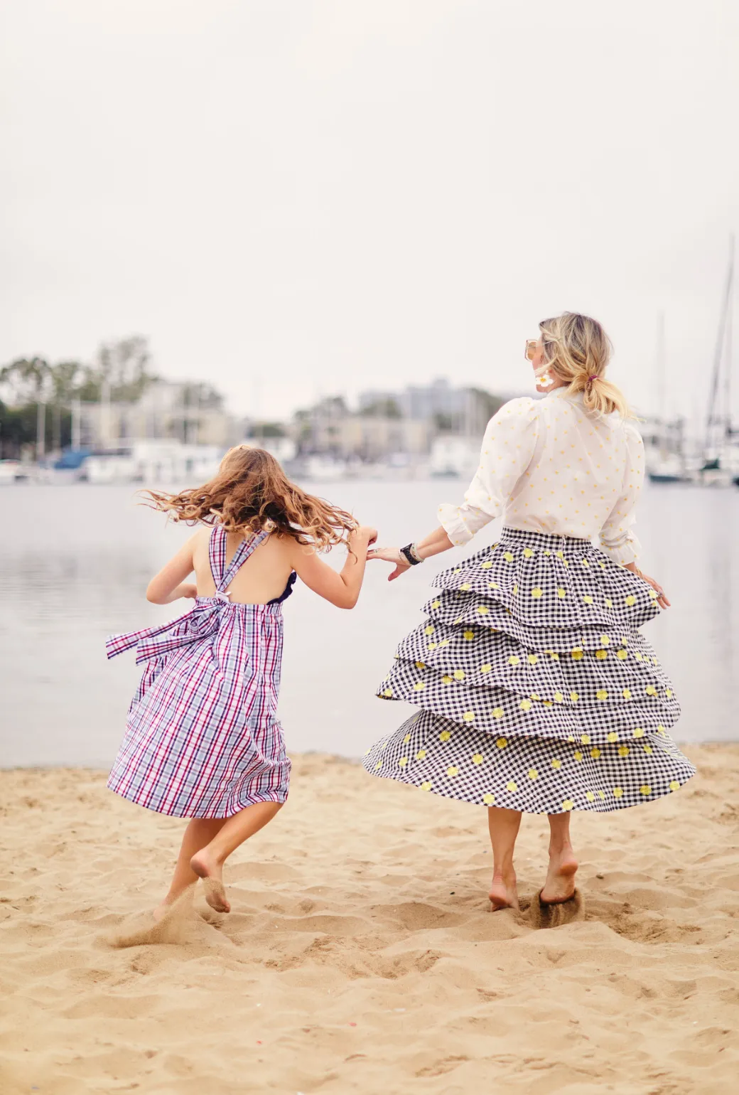 SAMPLE - Teagan Tiered Skirt MIDI - Gingham Daisy