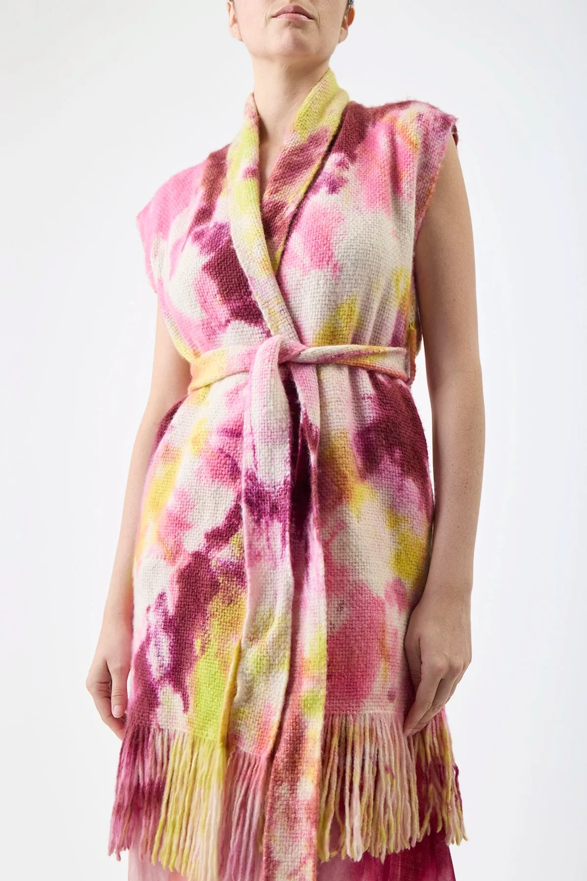 Teagan Knit Vest in Multi Tie Dye Cashmere