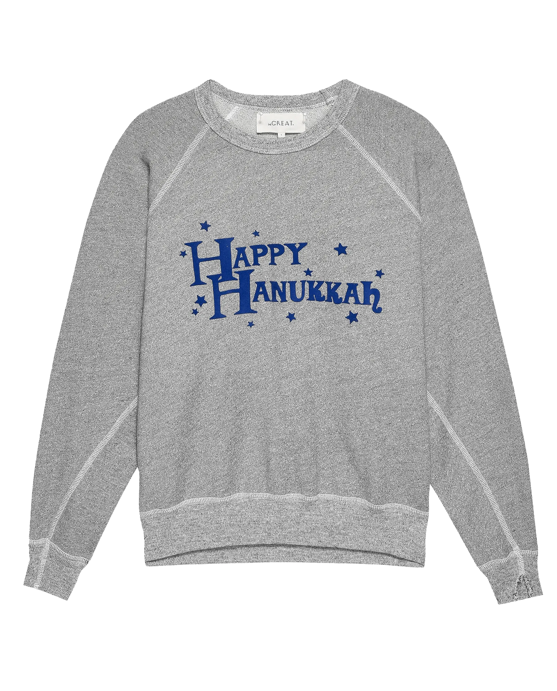 The College Sweatshirt. Graphic -- Varsity Grey with Hannukah Graphic