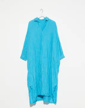 Turquoise Linen More Lunga Lavata Dress