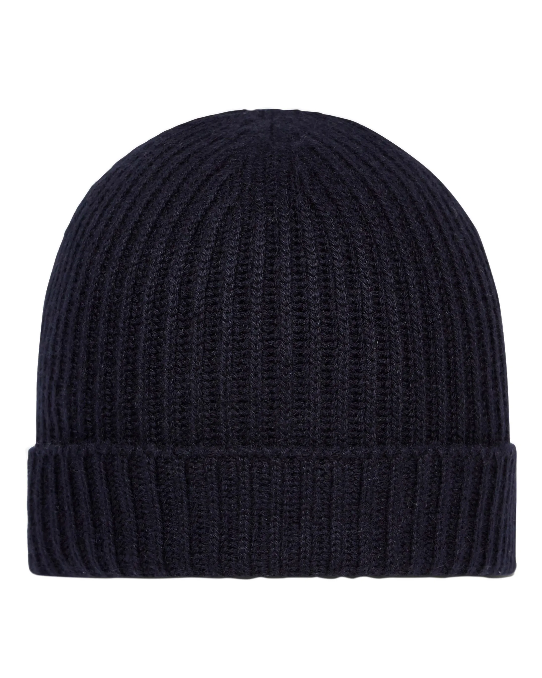 Unisex Ribbed Cashmere Hat Navy Blue