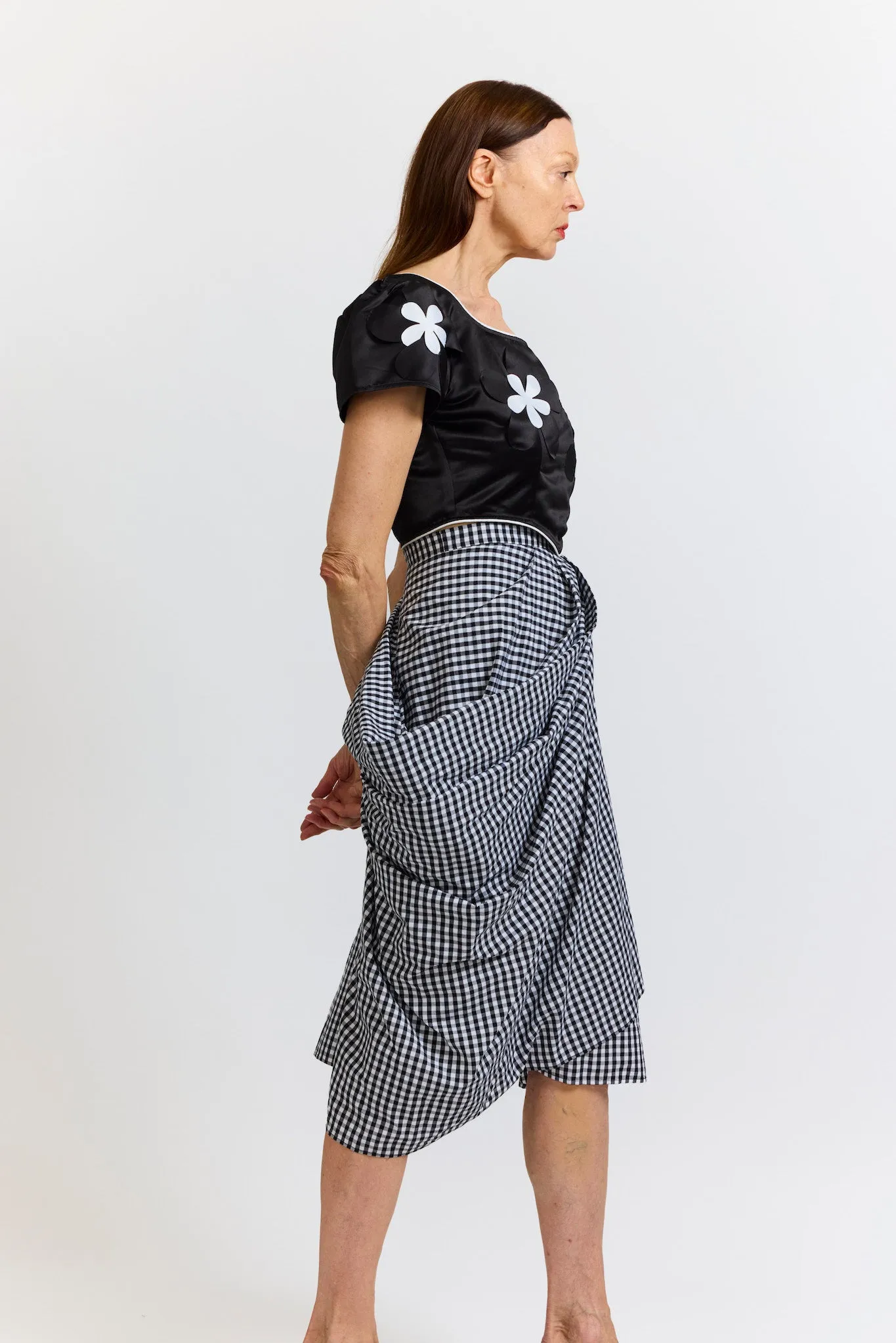 Vivienne Skirt in Black and White Gingham Cotton