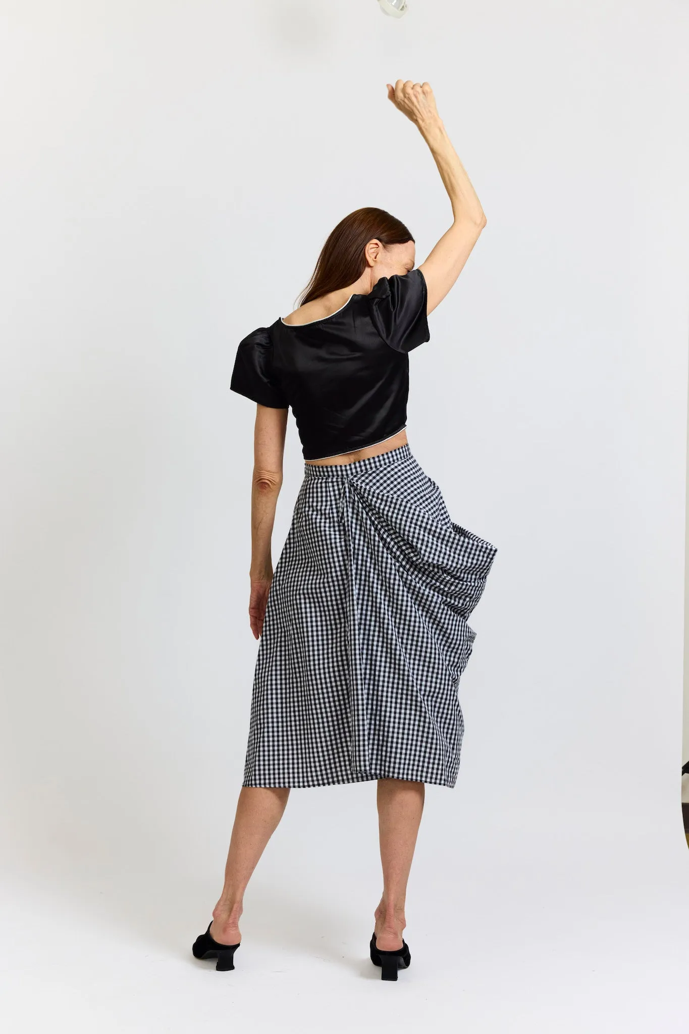 Vivienne Skirt in Black and White Gingham Cotton