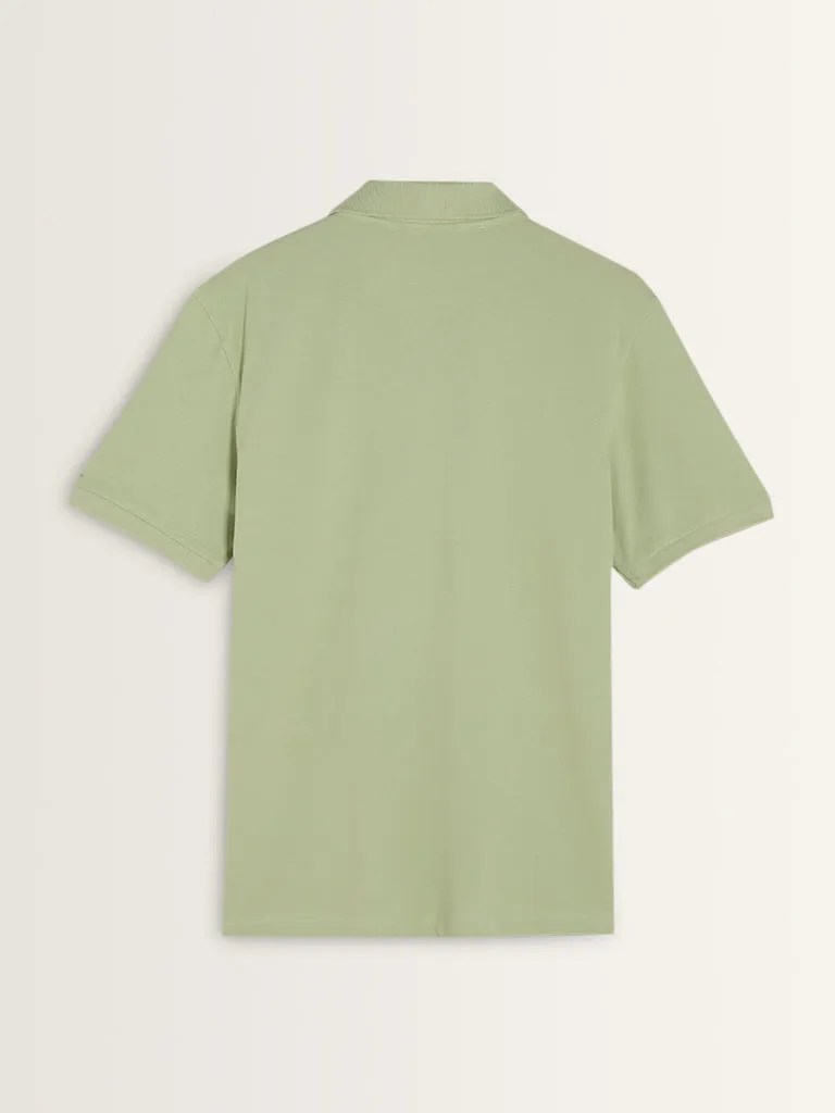 WES Casuals Sage Relaxed-Fit Cotton Blend Polo T-Shirt