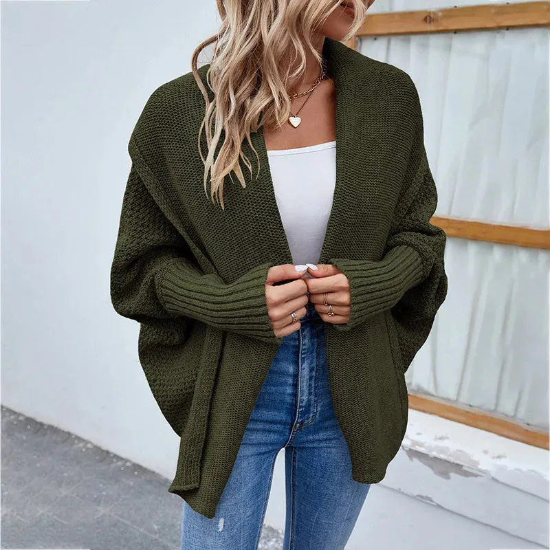 Woman sweater cardigan 2022 autumn/winter Solid color bat sleeve patchwork woman's clothing dropshipping Sale MMYD2836