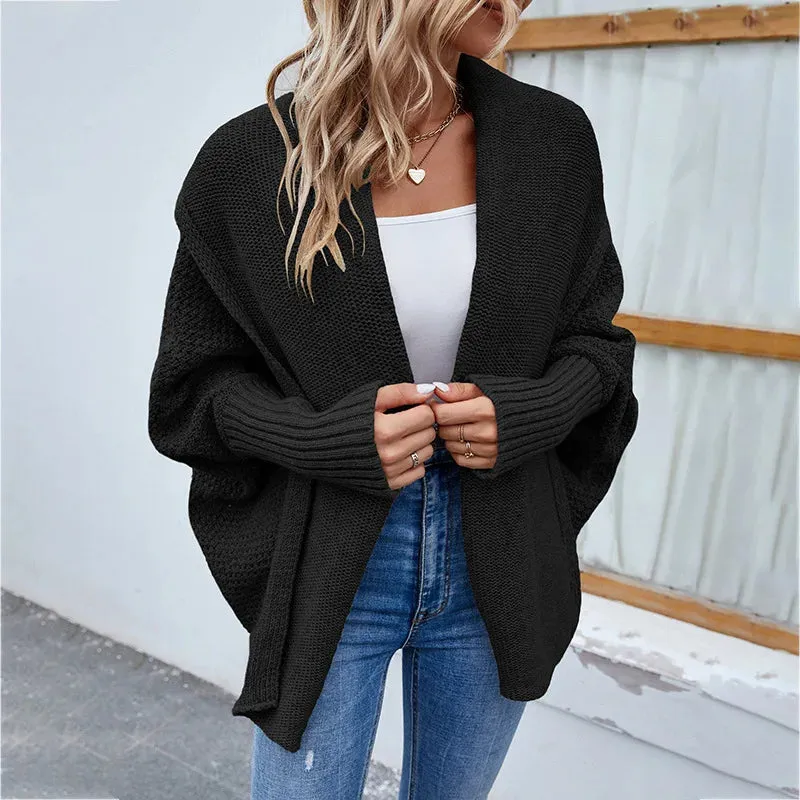 Woman sweater cardigan 2022 autumn/winter Solid color bat sleeve patchwork woman's clothing dropshipping Sale MMYD2836