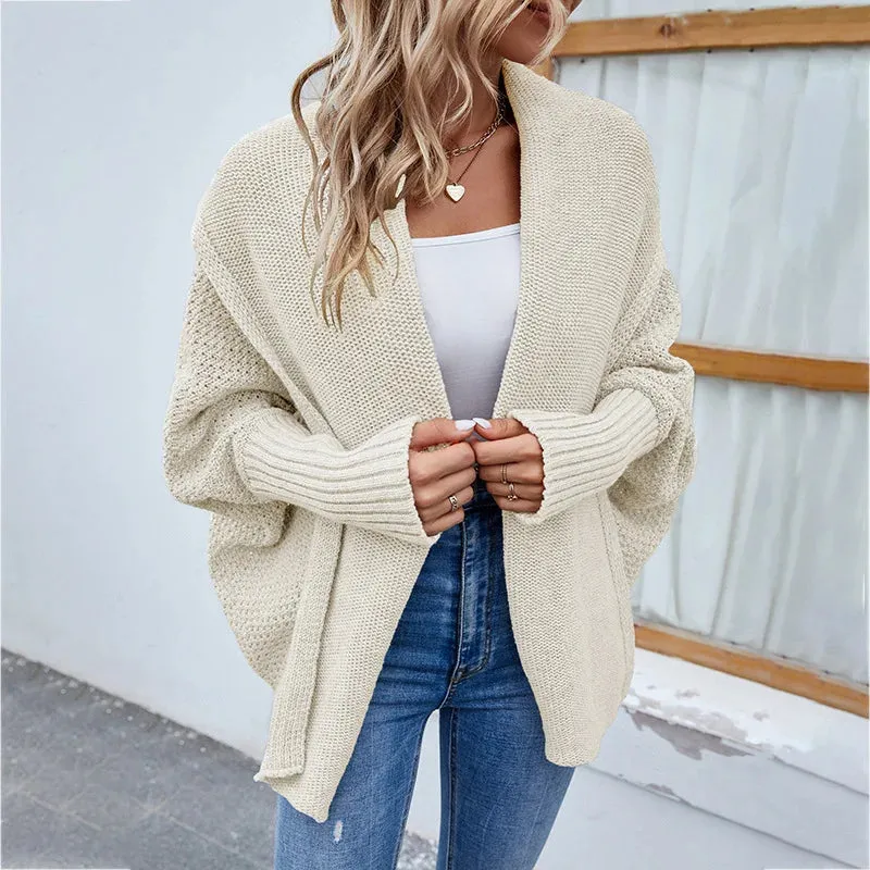 Woman sweater cardigan 2022 autumn/winter Solid color bat sleeve patchwork woman's clothing dropshipping Sale MMYD2836