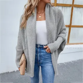 Woman sweater cardigan 2022 autumn/winter Solid color bat sleeve patchwork woman's clothing dropshipping Sale MMYD2836