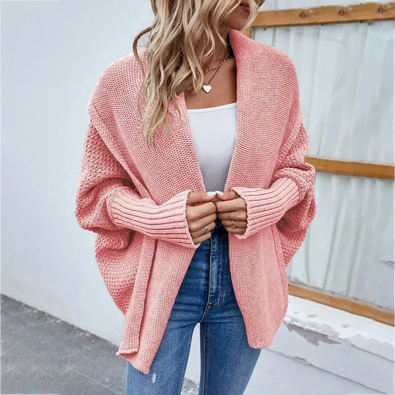 Woman sweater cardigan 2022 autumn/winter Solid color bat sleeve patchwork woman's clothing dropshipping Sale MMYD2836