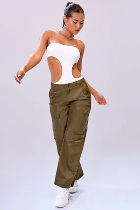 Women's  Nylon Cargo Pants With Bungee Hem